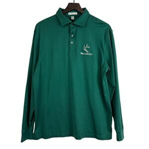 Peter Millar Mens Long Sleeve Polo Shirt Green BROADFIELD Sporting Club GA - L